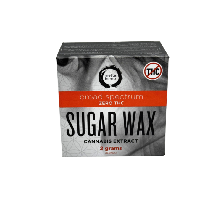 Metta Hemp Broad Spectrum Sugar Wax 2 grams display at CBD on Broadway in Littleton CO