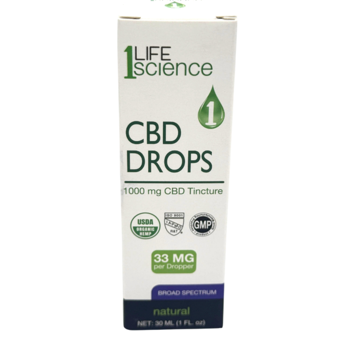 1 Life Science 1000mg Broad Spectrum CBD Drops Natural Flavor THC Free at CBD on Broadway in Littleton CO