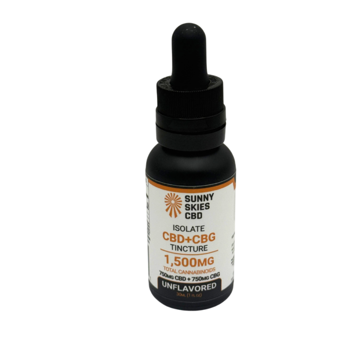 Sunny Skies CBD 1500mg Isolate CBD CBG Tincture Unflavored THC Free at CBD on Broadway Littleton CO