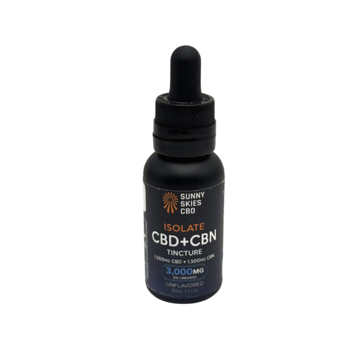 Sunny Skies CBD 3000mg Isolate CBD CBN Sleep Tincture Unflavored THC Free at CBD on Broadway Littleton CO