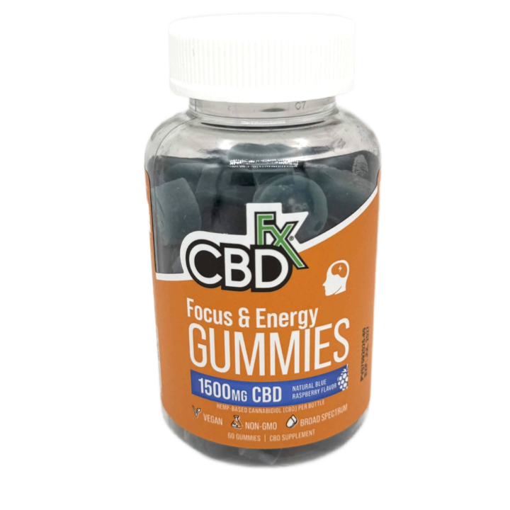 CBDfx Focus and Energy 1500mg Broad Spectrum CBD Gummies 60 count jar at CBD on Broadway in Littleton CO