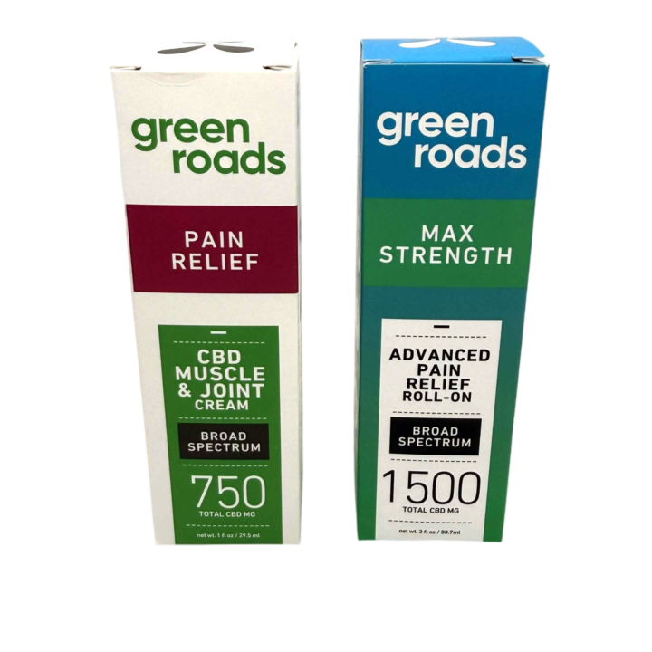 Green Roads 750mg CBD Muscle Joint Cream and 1500mg Max Strength Roll-On at CBD on Broadway in Littleton CO