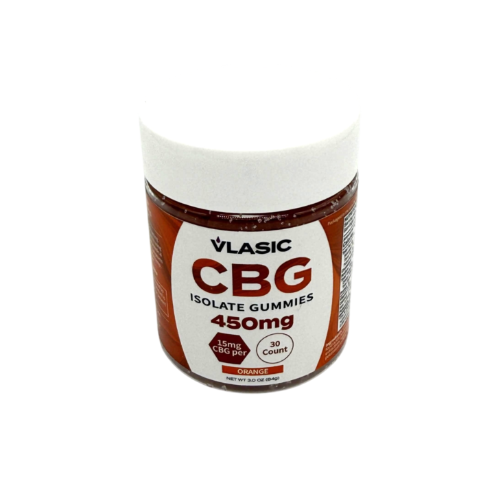 Vlasic 450mg CBG Isolate Gummies Orange flavor 30 count jar at CBD on Broadway in Littleton CO